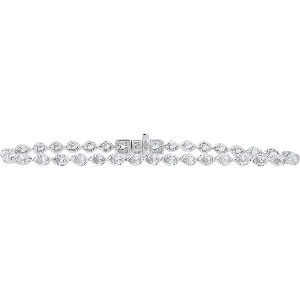 14K White Gold Pear-Shaped Bezel-Set Lab Grown Diamond Bracelet - 3.00 Carat Total Diamond Weight