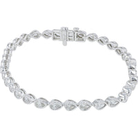 14K White Gold Pear-Shaped Bezel-Set Lab Grown Diamond Bracelet - 3.00 Carat Total Diamond Weight