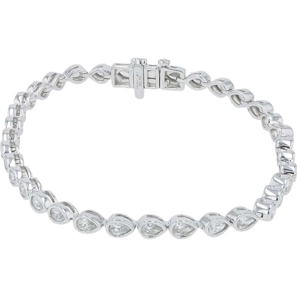 14K White Gold Pear-Shaped Bezel-Set Lab Grown Diamond Bracelet - 3.00 Carat Total Diamond Weight