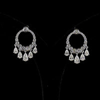 14K White Gold Pear Shaped Chandelier Drop Earrings with 5.12 Carats Lab Grown Diamonds - E-F VS Clarity - Covaloro Fine Jewelry