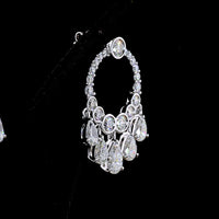 14K White Gold Pear Shaped Chandelier Drop Earrings with 5.12 Carats Lab Grown Diamonds - E-F VS Clarity - Covaloro Fine Jewelry