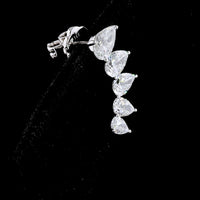 14K White Gold Pear Shaped Diamond Crawler Earrings - 2.61 Carat Total Weight Lab Grown Diamonds in Prong Setting - Covaloro Fine Jewelry