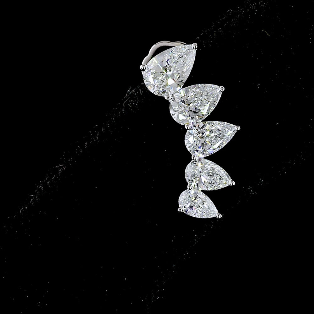 14K White Gold Pear Shaped Diamond Crawler Earrings - 2.61 Carat Total Weight Lab Grown Diamonds in Prong Setting - Covaloro Fine Jewelry