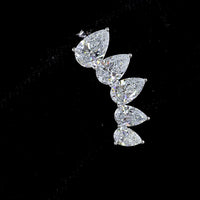 14K White Gold Pear-Shaped Diamond Crawler Earrings with Graduated Lab-Grown E-F VS Stones - 2.68 Carats Total Diamond Weight - Covaloro Fine Jewelry