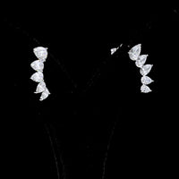 14K White Gold Pear-Shaped Diamond Crawler Earrings with Graduated Lab-Grown E-F VS Stones - 2.68 Carats Total Diamond Weight - Covaloro Fine Jewelry