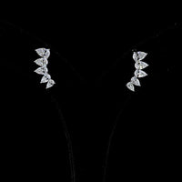 14K White Gold Pear Shaped Diamond Crawler Earrings with Prong Set Lab Grown Diamonds - 2.62 Carats Total Diamond Weight - Covaloro Fine Jewelry