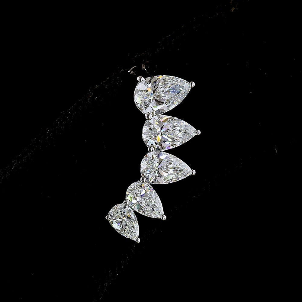 14K White Gold Pear Shaped Diamond Crawler Earrings with Prong Set Lab Grown Diamonds - 2.62 Carats Total Diamond Weight - Covaloro Fine Jewelry