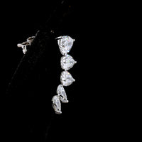 14K White Gold Pear Shaped Diamond Crawler Earrings with Prong Set Lab Grown Diamonds - 2.62 Carats Total Diamond Weight - Covaloro Fine Jewelry