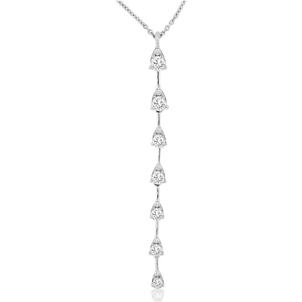 14K White Gold Pear-Shaped Diamond Drop Necklace - 0.33 Carat Total Diamond Weight - Royal Jewelry