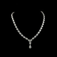 14K White Gold Pear-Shaped Diamond Lariat Necklace with Prong Set Lab Diamonds - 48.98 Carats Total Weight - Covaloro Fine Jewelry