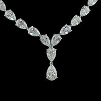 14K White Gold Pear-Shaped Diamond Lariat Necklace with Prong Set Lab Diamonds - 48.98 Carats Total Weight - Covaloro Fine Jewelry