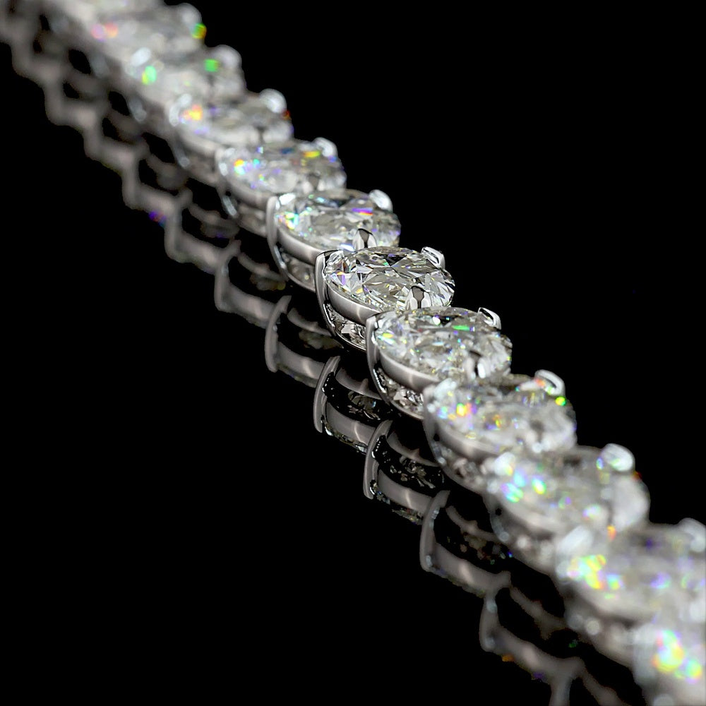 14K White Gold Pear-Shaped Diamond Lariat Necklace with Prong Set Lab Diamonds - 48.98 Carats Total Weight - Covaloro Fine Jewelry