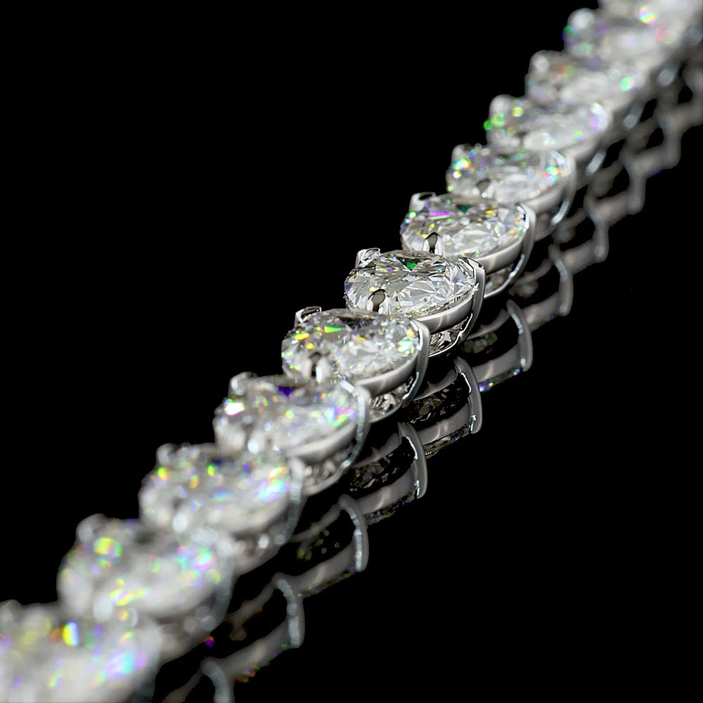 14K White Gold Pear-Shaped Diamond Lariat Necklace with Prong Set Lab Diamonds - 48.98 Carats Total Weight - Covaloro Fine Jewelry