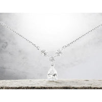 14K White Gold Pear-Shaped Diamond Pendant Necklace with Round Diamond Accent V-Drop - 0.50 Carat Main Stone - Royal Jewelry