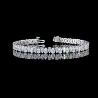 14K White Gold Pear Shaped Diamond Tennis Bracelet with 58 Lab Grown Stones - 9.38 Carat Total Weight E-F Color VS Clarity - Covaloro Fine Jewelry