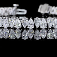 14K White Gold Pear Shaped Diamond Tennis Bracelet with 58 Lab Grown Stones - 9.38 Carat Total Weight E-F Color VS Clarity - Covaloro Fine Jewelry