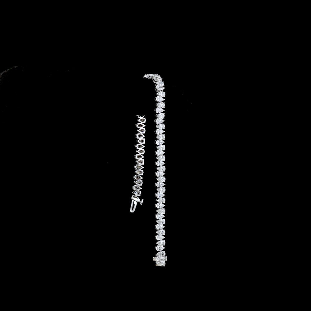 14K White Gold Pear Shaped Diamond Tennis Bracelet with 58 Lab Grown Stones - 9.38 Carat Total Weight E-F Color VS Clarity - Covaloro Fine Jewelry
