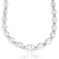 14K White Gold Pear-Shaped Diamond Tennis Necklace - 3.45 Carat Total Diamond Weight - Royal Jewelry