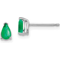 14K White Gold Pear-Shaped Emerald Stud Earrings - 0.2 Carat Total Emerald Weight by Monteluci Fine Jewelry