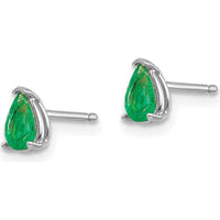 14K White Gold Pear-Shaped Emerald Stud Earrings - 0.2 Carat Total Emerald Weight by Monteluci Fine Jewelry