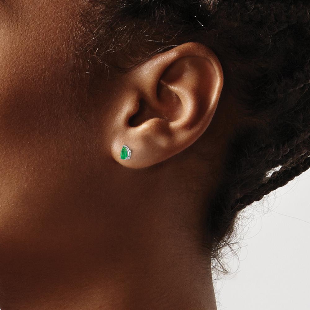 14K White Gold Pear-Shaped Emerald Stud Earrings - 0.2 Carat Total Emerald Weight by Monteluci Fine Jewelry