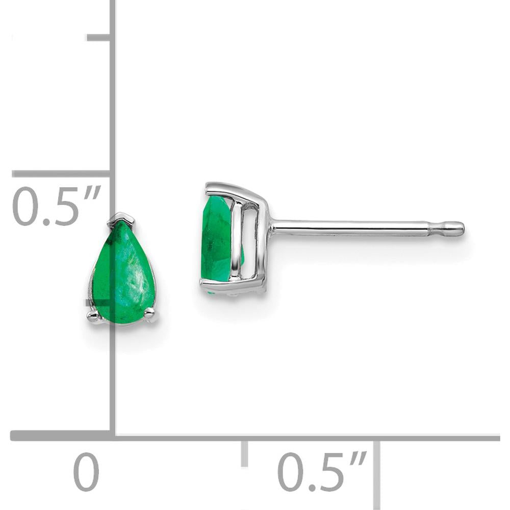 14K White Gold Pear-Shaped Emerald Stud Earrings - 0.2 Carat Total Emerald Weight by Monteluci Fine Jewelry