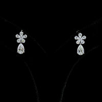 14K White Gold Pear Shaped Hanging Drop Earrings with Lab Grown Diamonds - 1.97 Carats Total Diamond Weight - Covaloro Fine Jewelry