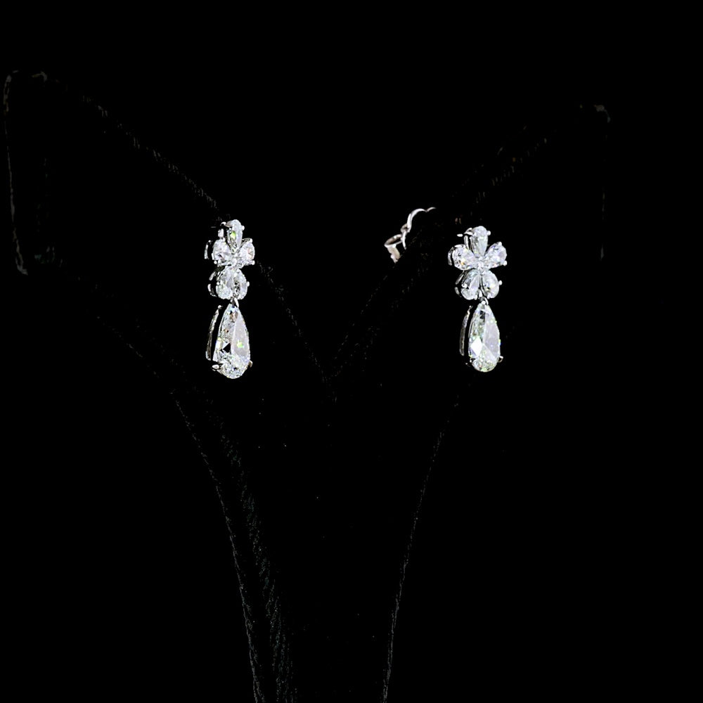 14K White Gold Pear Shaped Hanging Drop Earrings with Lab Grown Diamonds - 1.97 Carats Total Diamond Weight - Covaloro Fine Jewelry