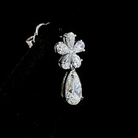 14K White Gold Pear Shaped Hanging Drop Earrings with Lab Grown Diamonds - 1.97 Carats Total Diamond Weight - Covaloro Fine Jewelry