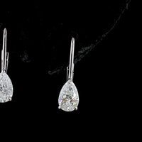 14K White Gold Pear-Shaped Hanging Earrings with Lab-Grown Diamonds - 0.99 Total Carat Weight, E-F Color VS1 Clarity - Covaloro Fine Jewelry