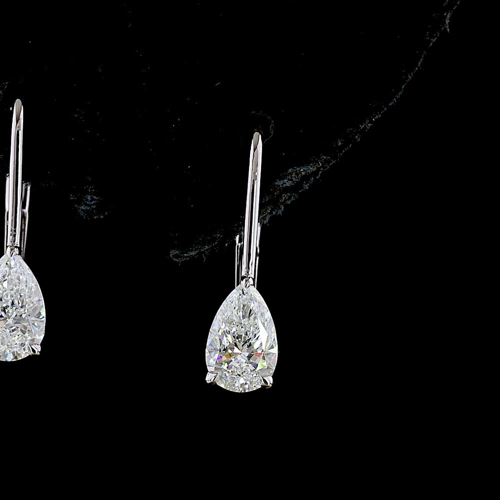 14K White Gold Pear-Shaped Hanging Earrings with Lab-Grown Diamonds - 0.99 Total Carat Weight, E-F Color VS1 Clarity - Covaloro Fine Jewelry
