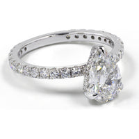 14K White Gold Pear Shaped Hidden Halo Ring with 9.49 Carat E VVS2 Lab Diamond and 0.23 Carat Accent Diamonds - 9.72 Carat Total Weight - Covaloro Fine Jewelry