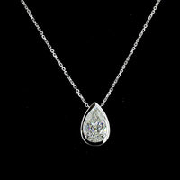 14K White Gold Pear Shaped Lab Diamond Solitaire Pendant with Bezel Setting - 2.54 Carat Total Diamond Weight, E-F Color, VS1 Clarity - Covaloro Fine Jewelry