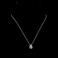 14K White Gold Pear Shaped Lab Diamond Solitaire Pendant with Bezel Setting - 2.54 Carat Total Diamond Weight, E-F Color, VS1 Clarity - Covaloro Fine Jewelry