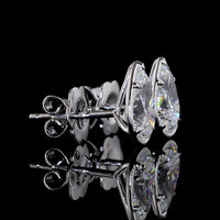 14K White Gold Pear-Shaped Lab Diamond Stud Earrings with Bezel-Prong Setting, E VS1 Color Clarity - 2.06 Carat Total Diamond Weight - Covaloro Fine Jewelry