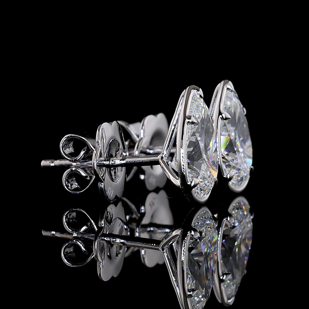14K White Gold Pear-Shaped Lab Diamond Stud Earrings with Bezel-Prong Setting, E VS1 Color Clarity - 2.06 Carat Total Diamond Weight - Covaloro Fine Jewelry
