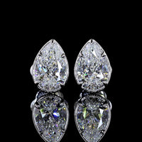 14K White Gold Pear-Shaped Lab Diamond Stud Earrings with Bezel-Prong Setting, E VS1 Color Clarity - 2.06 Carat Total Diamond Weight - Covaloro Fine Jewelry