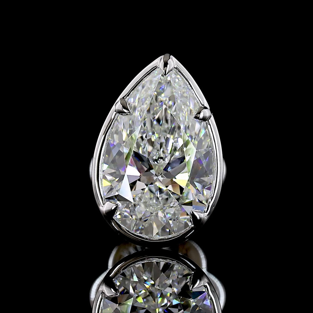 14K White Gold Pear-Shaped Lab Diamond Stud Earrings with Bezel-Prong Setting, E VS1 Color Clarity - 2.06 Carat Total Diamond Weight - Covaloro Fine Jewelry