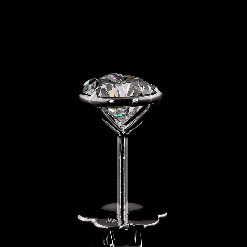 14K White Gold Pear-Shaped Lab Diamond Stud Earrings with Bezel-Prong Setting, E VS1 Color Clarity - 2.06 Carat Total Diamond Weight - Covaloro Fine Jewelry