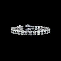 14K White Gold Pear-Shaped Lab Diamond Tennis Bracelet with East-West Prong Setting - 6.52 Carat Total Weight - Covaloro Fine Jewelry