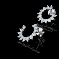 14K White Gold Pear-Shaped Lab Diamond Wreath Earrings - 2.75 Carats Total Diamond Weight, E-F Color VS1 Clarity - Covaloro Fine Jewelry
