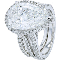14K White Gold Pear-Shaped Lab Grown Diamond Halo Bridal Set with Split Shank - 8.55 Carat Total Diamond Weight