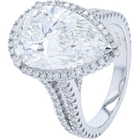 14K White Gold Pear-Shaped Lab Grown Diamond Halo Bridal Set with Split Shank - 8.55 Carat Total Diamond Weight