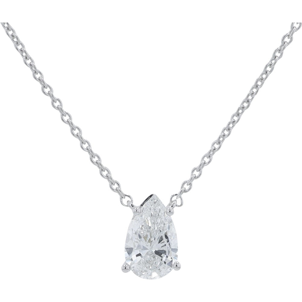 14K White Gold Pear-Shaped Lab Grown Diamond Pendant Necklace - 0.50 Carat Total Diamond Weight