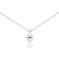 14K White Gold Pear-Shaped Lab-Grown Diamond Solitaire Pendant Necklace - 1.03 Carat Total Diamond Weight - Royal Jewelry
