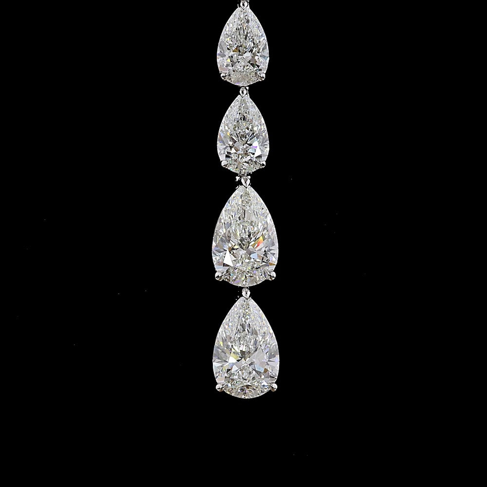14K White Gold Pear-Shaped Lariat Necklace with 33.47 Carat Lab-Grown E-F VS2 Diamonds in Prong Setting - Covaloro Fine Jewelry