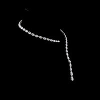 14K White Gold Pear-Shaped Lariat Necklace with 33.47 Carat Lab-Grown E-F VS2 Diamonds in Prong Setting - Covaloro Fine Jewelry