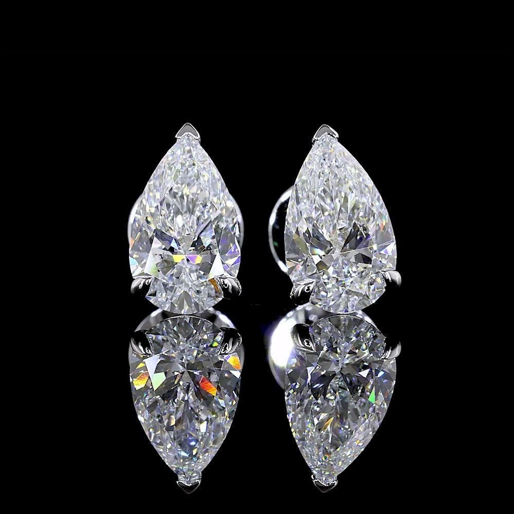 14K White Gold Pear-Shaped Martini Set Lab Diamond Earrings - 1.50 Carat Total Weight (0.75 Carat Each) E-F VS Quality - Covaloro Fine Jewelry