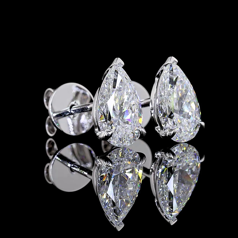14K White Gold Pear-Shaped Martini Set Lab Diamond Earrings - 1.50 Carat Total Weight (0.75 Carat Each) E-F VS Quality - Covaloro Fine Jewelry
