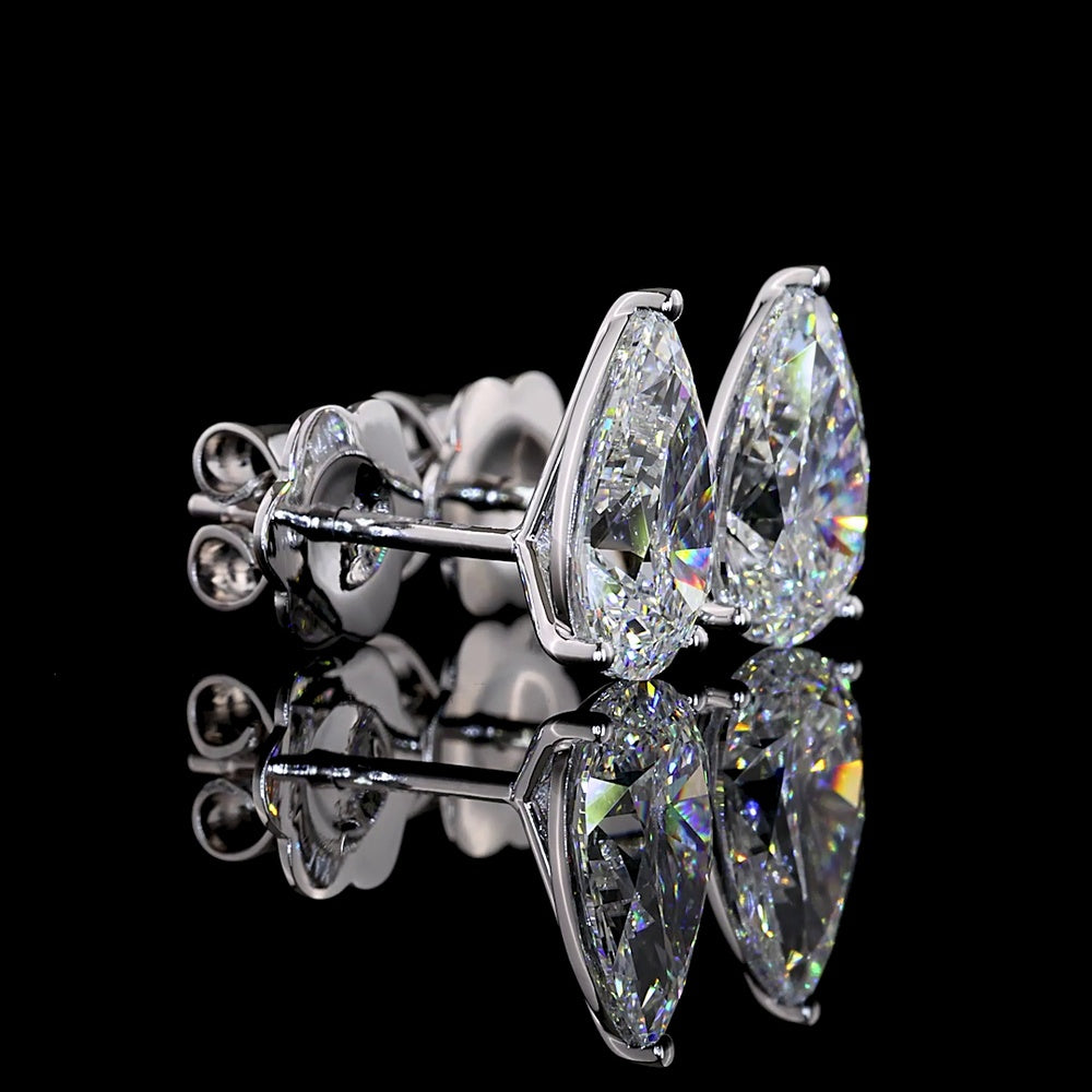 14K White Gold Pear-Shaped Martini Stud Earrings with Lab-Grown Diamonds - 3.03 Total Carat Weight, F Color, VS1 Clarity - Covaloro Fine Jewelry